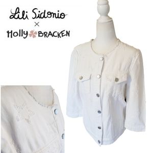 Lili Sidonio x Molly Bracken Laser Cut Star Denim Jean Jacket